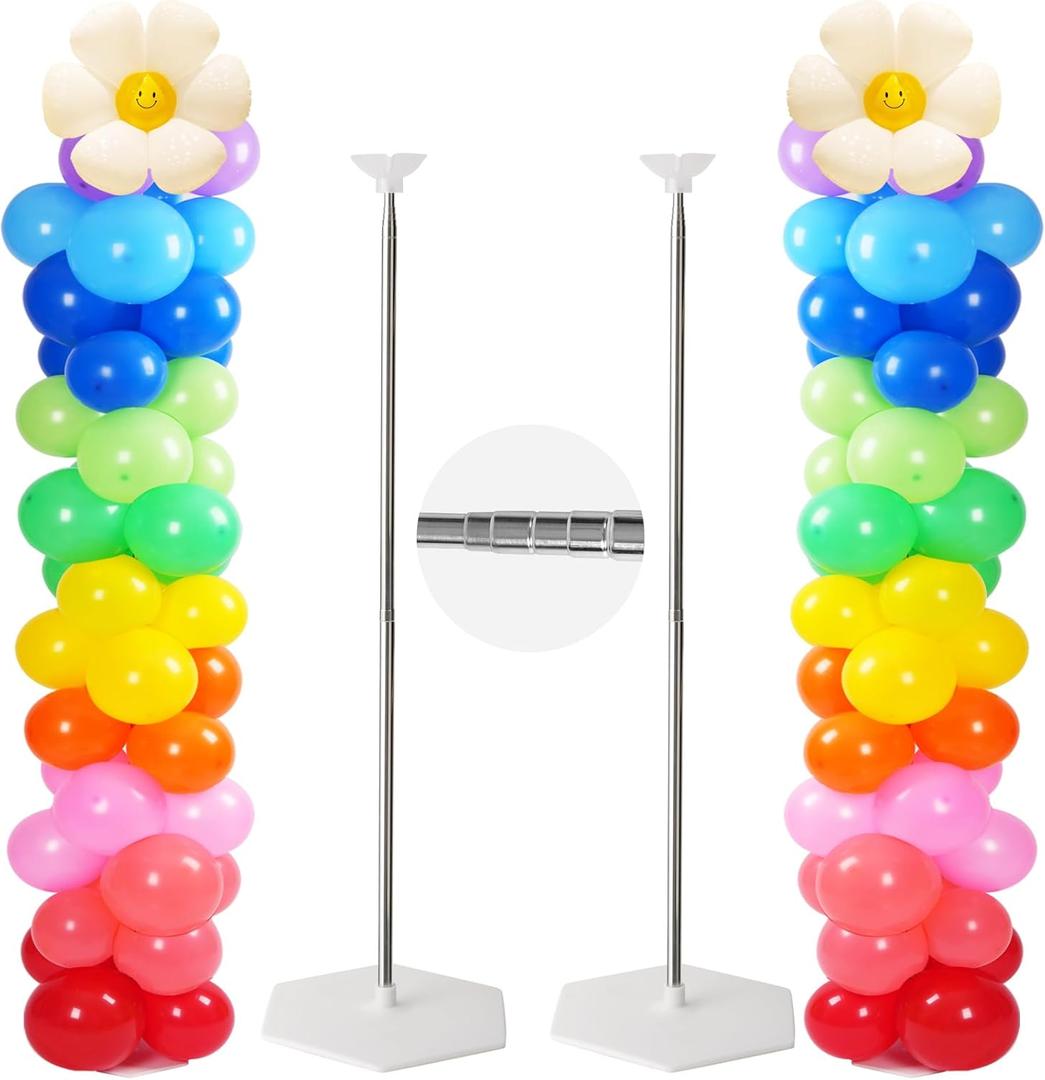 Tamodan Adjustable balloon column kit set of 2, 78 Inch balloon tower Reusable Metal Telescopic Designballoons tower stand for Weddings, Birthdays, Baby Showers & Graduation Events