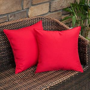 MIULEE Pack of 2 Decorative Outdoor Waterproof Pillow Covers Square Garden Cushion Sham Christmas Throw Pillowcase Shell for Spring Patio Tent Couch 24x24 Inch Red
