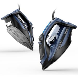 IRONDAY Steam Iron for Clothes Fast Heating, 1700W Iron Precision with Thermostat Dial, Ceramic Soleplate, Auto shutoff, Burst Steam, Self-Cleaning, 15.21oz Water Tank Ironing Clothes for Home, Blue