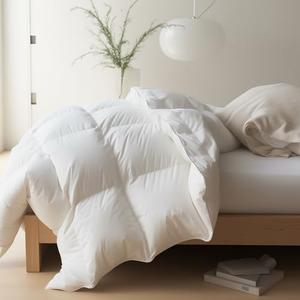 Maple&Stone Feather Down Comforter King Size All Season White Down Duvet Insert Ultra Soft 100% Cotton Cover Fluffy King Comforter 106 x 90 Inches