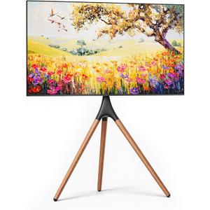 Artistic Easel TV Stand for 43-65 Inch TVs, 180° Swivel Tripod TV Stand up to 88 lbs, Floor TV Mount with Cable Management for Bedroom, Living Room and Corner, Max VESA 600x400mm, Black Walnut