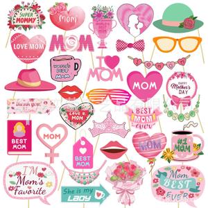 Mother's Day Photo Booth Props Party Decorations, 33 Count
