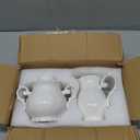 Agyiuns Sugar and Creamer Set Ceramic, Creamer Pitcher and Sugar Bowl with Lid, Creamer Pitcher with Handle,Sugar Cube Dish Coffee or Tea, White (white)