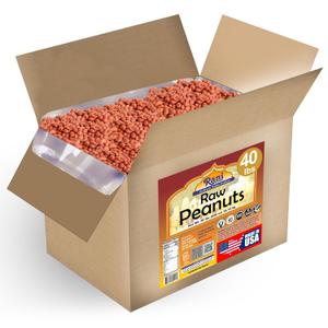 Rani Peanuts, Raw Whole With Skin (uncooked, unsalted) 40lbs (640oz) 18.14kg Bulk Box ~ All Natural | Vegan | Gluten Friendly | Fresh Product of USA ~ Spanish Grade Groundnut/Red-skin, Best By 07, 2026