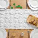 St. Patrick's Day Table Runner 13 x 72 Inch Shamrock Heart Irish Soft Faux Fur Plush Jacquard Lucky Clover Table Runner for Spring Seasonal Kitchen Dining Party Decoration Cream White