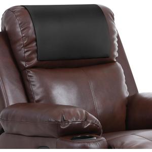 Recliner Headrest Protector, Non-Slip Faux Leather Headrest Cover | Waterproof & Washable | for Recliner Chair, Sofa, Office & Theater Seats 17x27 in (Black Leather)