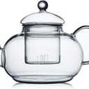 CnGlass 40.6oz/1200ml Glass Teapot with Removable Infuser,Stovetop Safe Tea Kettle,Blooming & Loose Leaf Tea Pot