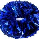 Lovecheer 2PCS/6PCS Metallic Pom Poms Cheerleading with Baton Handle Cheer Pompoms for Kids Adults Team Sports Spirit Party Cheering, Blue 