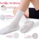 COOLMATE Pilates Socks with Grips for Women, Yoga Socks, Crew Non Slip Women for Barre, Pilates Gifts for Women (White)