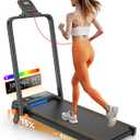 Treadmill Walking Pad with 15% Incline/Handle Bar/2 LED Display, 3.5HP Portable Treadmills for Home Small, Foldable Walking Pad Treadmill 350+lb Capacity, Smart App, 4 Adjustable Incline, RGB Light