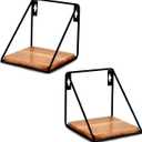 Floating Shelf Iron and Acacia Wood Wall Mounted Shelves Set of 2 for Living Room Bedroom Bathroom (5" x 5" x 5") (Set of 2)