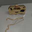 Reberomantic Women Lattice Pattern Metal Handbag Chain Geometric Evening Clutch Purse