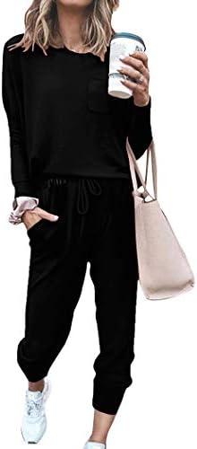 Bofell Lounge Sets for Women Two Piece Travel Outfits Sweatsuits 2 Piece Fashion 2024 Trendy Pajamas Size Small