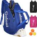 Goloni Pickleball Bag Padel Racket Backpack Large Capacity for Men Women Separate Waterproof Shoes Compartment Pickleball Accessories - Include Fence Hook & Thermal Insulated Pockets (Blueword)