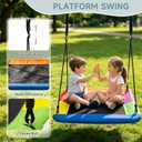 2-in-1 Swing Set for Backyard for Kids, with 1 Platform Swing, 1 Belt Swing, 440lbs Metal Swing Set for Toddler, Heavy-Duty Swing Stand w/8 Ground Stakes, Outdoor Swingset for Kids Adults (Black)