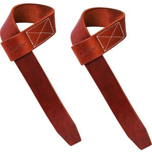 | Leather weight Lifting Wrist Straps | Set of 2, 20" Genuine Leather Grips for heavy lifts | Soft, Pliable, Wrist support for Strength Training & Exercise (Pecan Brown)