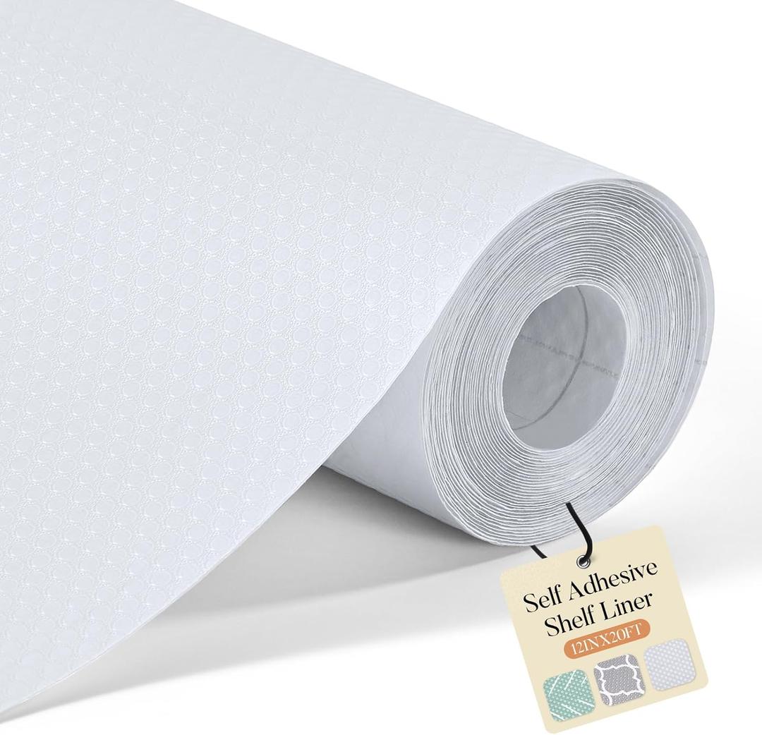 Glotoch Self Adhesive Shelf Liner for Kitchen Cabinets,Clear Peel and Stick Shelf Liners, Premium Contact Paper for Drawer, Cabinet, Kitchen, Bathroom, Pantry, 12" X 240"