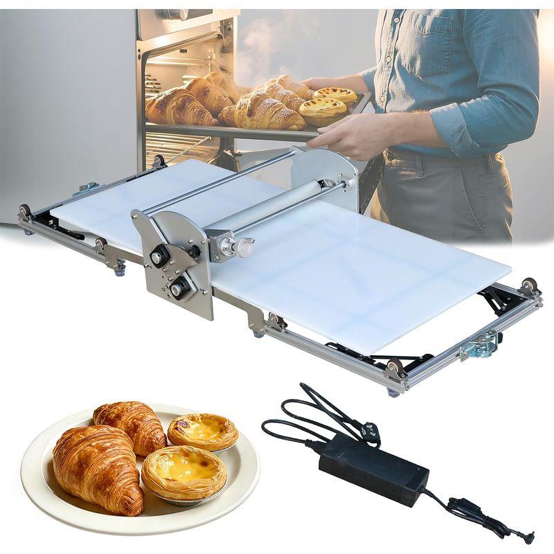 Commercial 110V Electric Dough Sheeter Machine, Reversible Puff Pastry Sheeter And Fondant Roller, Dough Roller, Adjustable Thickness 0-25mm, Folding Dough Sheeter For Bakeries, Pastries,22.7"