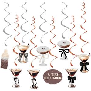 6 x Espresso Martini Party Decoration Set, A Tini Bit Older Birthday, Martini Bar Party with Hanging Swirls, Also Perfect for Weenies and Tinies Bikinis Themed Events, Bachelorette Cocktail Parties