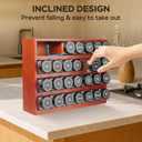 Bamboo Spice Rack Organizer with 28 Glass Spice Jars 4 oz Set Cherry Stain