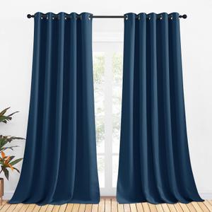 NICETOWN Room Darkening Draperies Window Curtain Panels, Moroccan Blue, 2 Panels, W70 x L108 -inch, Thermal Insulated Grommet Room Darkening Curtains for Bedroom