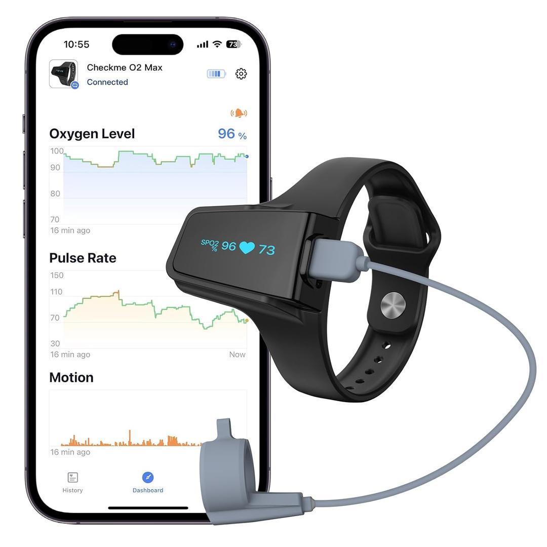 Wellue Wrist Pulse Oximeter with Audio Reminder| Bluetooth Blood Oxygen Monitor Rechargeable for Continuous SPO2 Tracking with 72 Hours Battery Life, Free APP & PC Reports