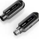 Wireless Microphone Transmitter Receiver 2.4GHz, Wireless Microphone Adapter Rechargeable XLR Transmitter Receiver for Mixer PA Speaker DSLR Camera, 48V Phantom Power for Condenser Mic