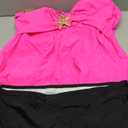 BMJL High Waisted Tankini Swimsuits for Women Two Piece Bathing Suit Ruffle Tie Back Swim Top with Tummy Control Bottom (X-Large, Hot Pink&black)