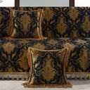 Loom and Mill Black Jacquard Throw Pillow Cover 20 x 20 Inches 1 Piece
Decorative Chenille Golden Square Pillow Cover European Pillowcase with Lace Edge and Tassels for Bed Couch Sofa Halloween