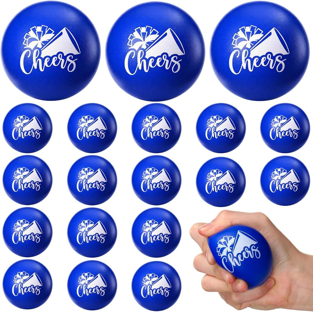 20 Pcs Cheer Stress Balls Cheer Team Gifts Bulk Pom Pom Cheerleader Teams Gifts 2.36 Inch Stress Relief Ball for Cheerleading Teammates Party Supplies