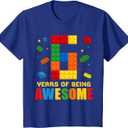 Kids 6 Year Old Birthday Boy Being Awesome Building Bricks 6th T-Shirt (Black)