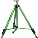 Impact Sprinkler on Tripod Base, Heavy Duty Adjustable Zinc Sprinkler Head for Lawn Yard Garden, 360 Degree Large Area Irrigation, 3/4" Connector Extension Legs Flip Locks