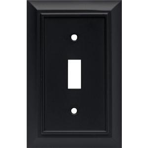 Franklin Brass Architectural (1-Pack) Decorative Light Switch Cover Wall Plate Matte Black 1-Gang Toggle Guards Electrical Outlet 64219