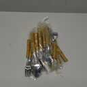 Bamboo Flatware Set 20 Piece, Hoften Plastic Handle Silverware Set for 4, Stainless Steel Cutlery Include Fork Spoon and Knife, Utensils for Daily Used and Party(HA226-S)