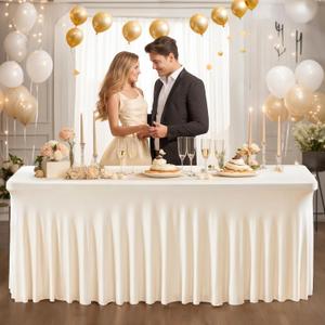 PARTISKY Grey Table Skirts for Rectangle Tables 4ft Spandex Table Covers 4ft Table Cloth Rectangle Tables Grey Stretchable Table Clothes for 4 Foot Rectangle Folding Tables
