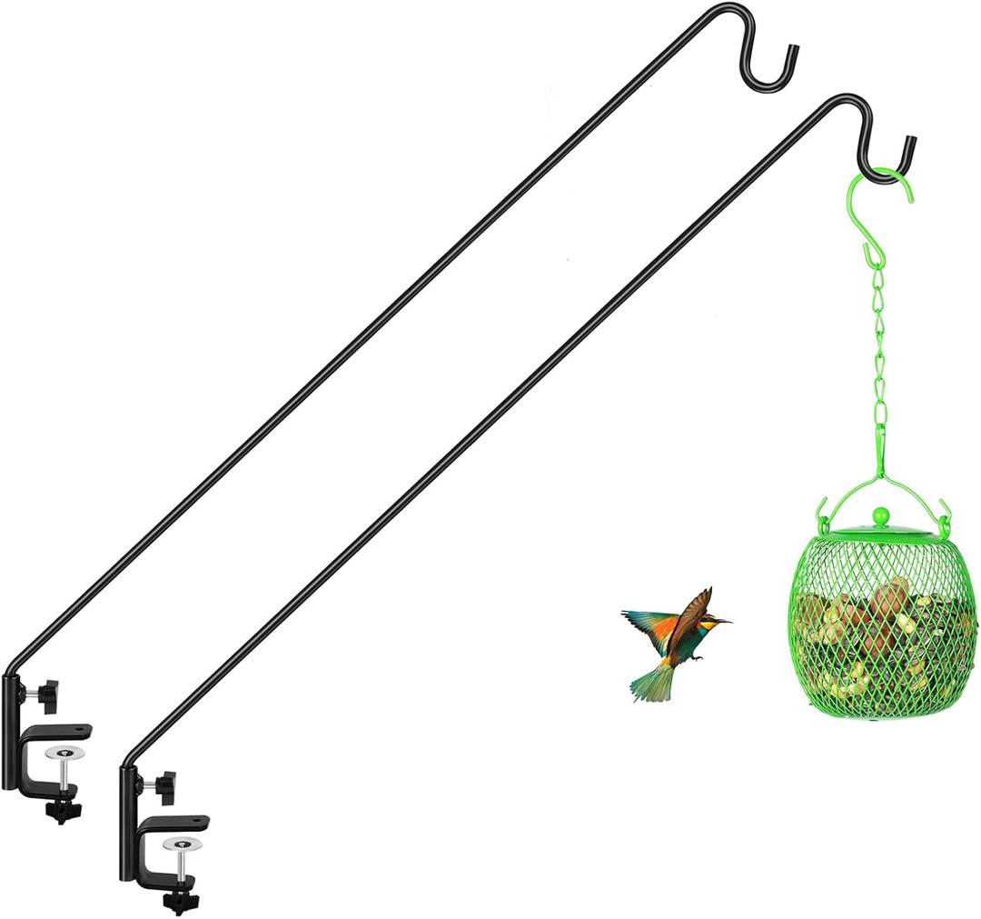 ERYTLLY 2 Packs 3 Inch Clamp Deck Hook Wall PoleWall ounted Deck Hook Extensible and Adjustable Wal!Bracket for Hanging Bird Feeder,Plants,Wind Chimes, 2Packs