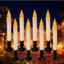 Christmas Window Candle Lights, Black Base LightsDusk to Dawn Sensor Turns Candle on in Dark and Off in Light, 9 "LED Battery Powered Candles for Indoor Table Party Decorations - Set of 8
