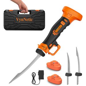Cordless Electric Fillet Knife with 7'' and 9'' Stainless Steel Non-Stick Blades, Rechargeable Electric Knife for Fish with Non-Slip Grip Handle, 2 Batteries and Portable Case For Outdoor Fishing, 2 Blades +2 Battery