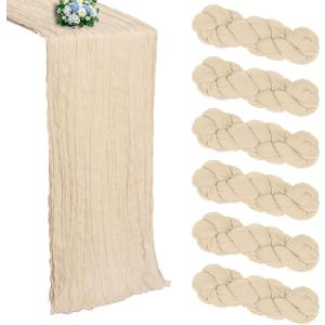 6 Pack Beige Cheesecloth Table Runner 10FT Boho Cheese Cloths Gauze Fabric Table Runners 120 Inch Rustic for Cheesecloth Wedding Birthday Party Baby Shower Holiday Decorations