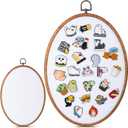 Yalikop Pin Display Board Fabric Enamel Pin Boards Wall Hanging Brooch Earrings Necklace Jewelry Holder Organizer Display Storage for Home and Holiday(White,11.4" X 8.6",1)