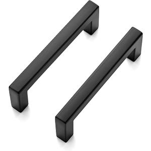 Ravinte 60 Pack 3 Inch Matte Black Square Bar Drawer Handles - Slim Black Cabinet Handles and Black Pulls for Kitchen Cabinet Hardware (Flat Black 3'' Hole Center)