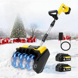 21V Cordless Snow Shovel,Brushless Electric Snow Blower,4Ah Battery Powered Snow Removal Tool, Lightweight Design (Yellow)