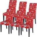 SearchI Christmas Chair Covers Set of 6, Stretch Xmas Kitchen Chair Cover Removable Washable Holiday Parsons Chair Slipcovers for Dining Room, Christmas Decoration, Ceremony(Snowman+Snowflake)