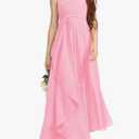 Imily Bela Girls A-Line Halter Dress Junior Bridesmaid Flower Girl Flowy Chiffon Maxi Dresses Wedding Party Pageant Gown
