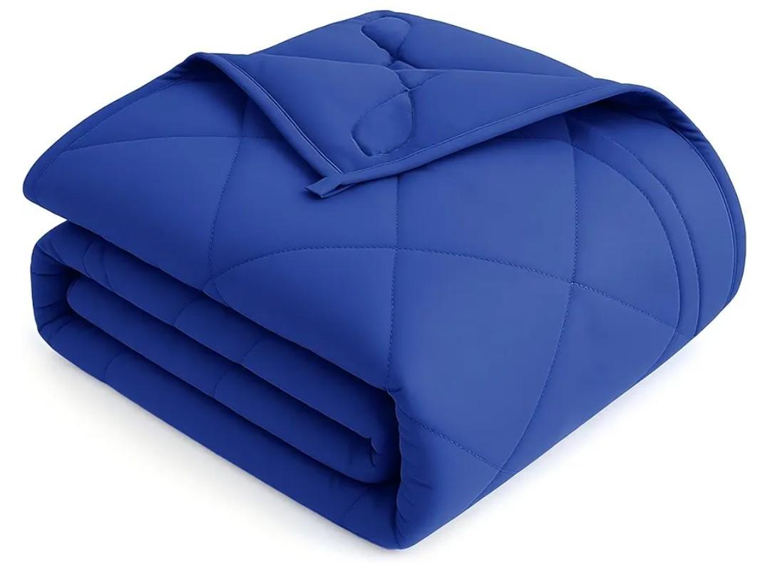 OMYSTYLE Weighted Blanket for Adults (15lbs, 60''x80'') - Queen Size Heavy Throw Blanket, Breathable and Cooling Microfiber Material with Premium Glass Bead for All Season Use, Machine Washable, Blue