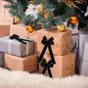 Janinka 12 Pcs 10 x 6 Inch Large Velvet Christmas Bows for Gift Wrapping Christmas Ribbon Bows Wrapping Accessory for Xmas Present Boxes Bouquet Basket Bottles Supplies(Black)