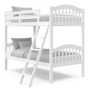 Storkcraft Long Horn Twin-Over-Twin Bunk Bed (White) - GREENGUARD Gold Certified, Converts to Two Twin Beds, Wood Bunk Bed for Kids Bedroom