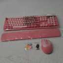 Wireless Keyboard and Mouse Combo, Blush Pink for Aesthetic Desk, Magnetic Wrist Rest, Full-Size Retro Typewriter Keyboard with Round Keycaps, Sleep Mode, 2.4GHz Cordless for Mac/Windows/PC, Trueque