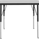 FDP Rectangle Activity School and Office Table (24 x 36 inch), Standard Legs with Swivel Glides, Adjustable Height 19-30 inches; Quick Ship Single Box - Gray Top and Black Edge