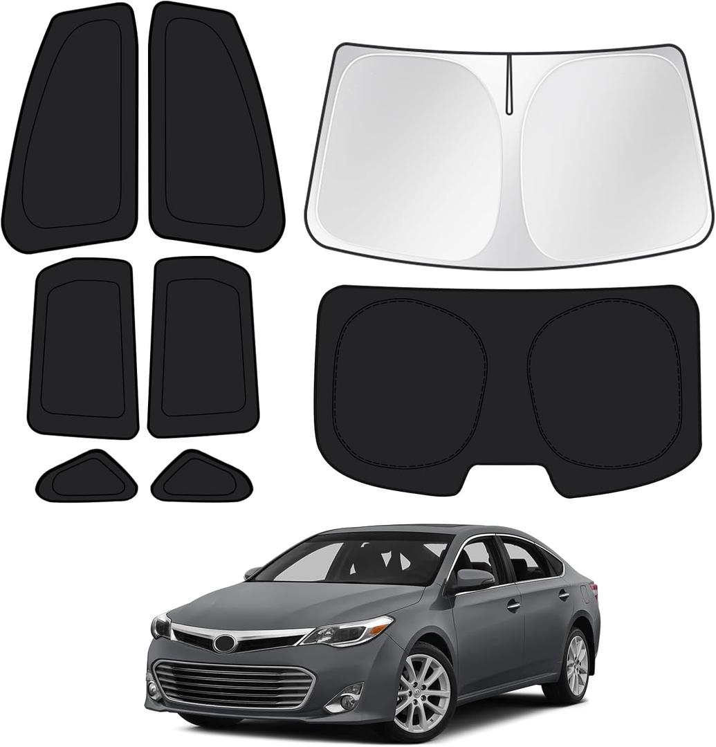 Canvcle Window Shades for 2013-2018 Toyota Avalon Accessories Windshield Sun Shade Side Rear Window Covers Sunshade Sun Visor Shield Privacy Protection for Camping Keep Vehicle Cool Black 8PCS